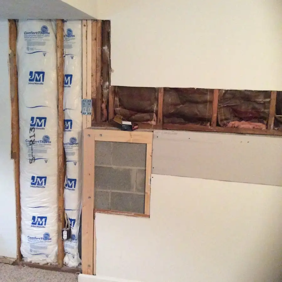 Wall insulation replacement during Basement Flood Cleanup in Newington